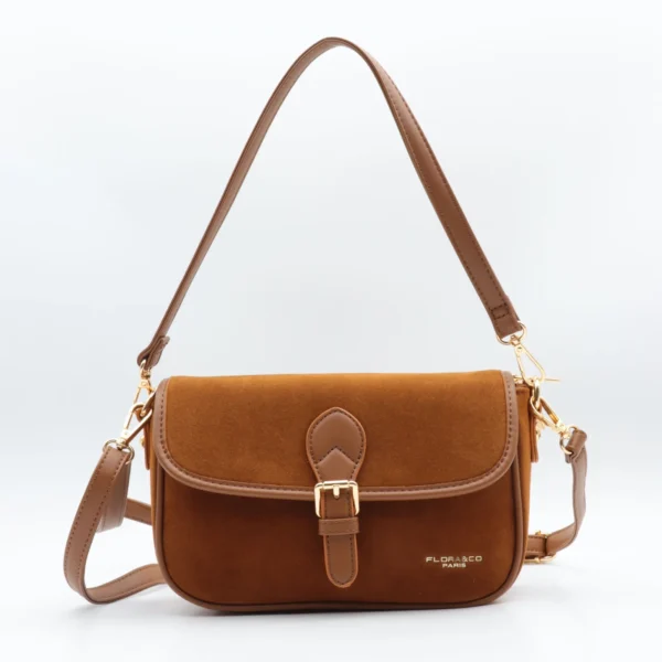 P390- Sac à main aspect daim - camel - sans-taille