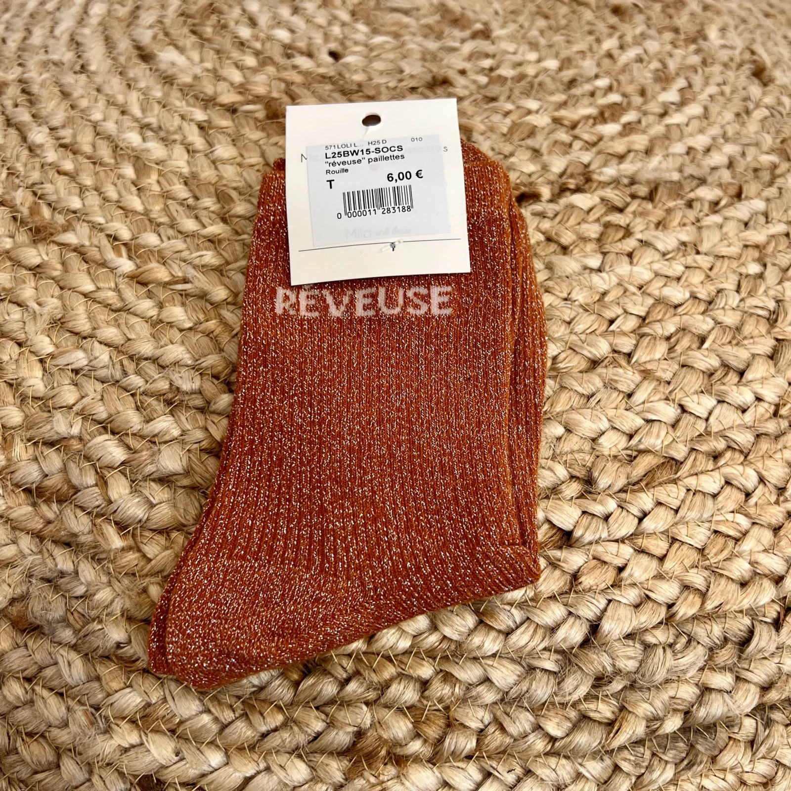 Chaussettes paillettes « Rêveuse » - rouille - sans-taille