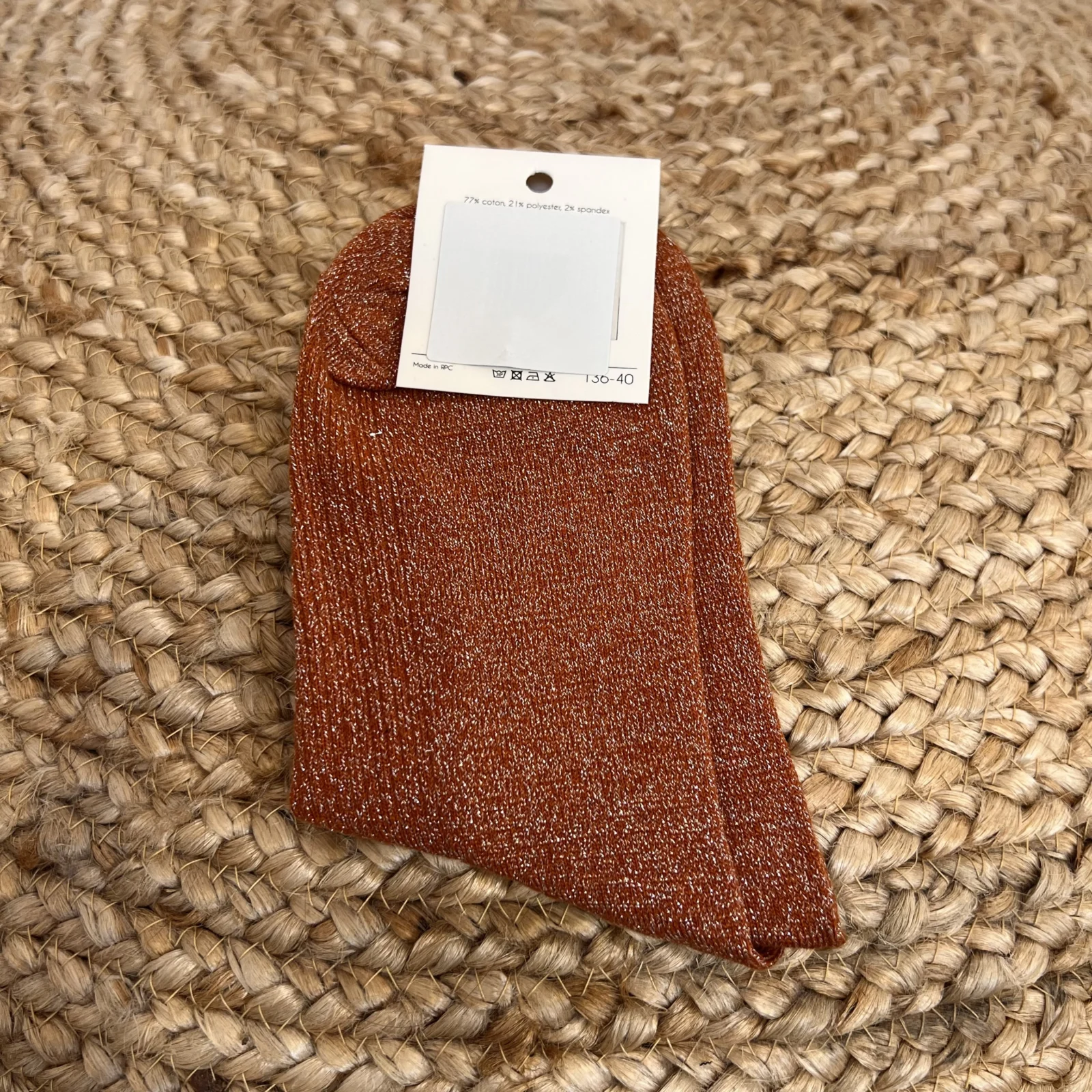Chaussettes paillettes « Rêveuse » - rouille - sans-taille