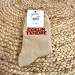 Chaussettes paillettes « Coeur Tendre » - beige - sans-taille