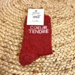 Chaussettes paillettes « Coeur Tendre » - bordeaux - sans-taille