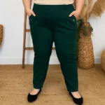 Pantalon confort chaud femme JST taille haute T38-T52 - vert-sapin - 56