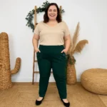 Pantalon confort chaud femme JST taille haute T38-T52 - vert-sapin - 56