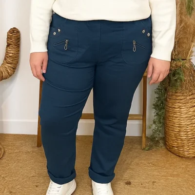 T543- Pantalon Confort Chaud (T38-T52) - bleu-canard - 58