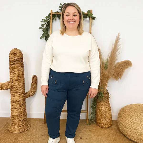 T543- Pantalon Confort Chaud (T38-T52) - bleu-canard - 58