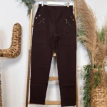 Pantalon confort chaud femme JST taille haute T38-T52 - marron - 58