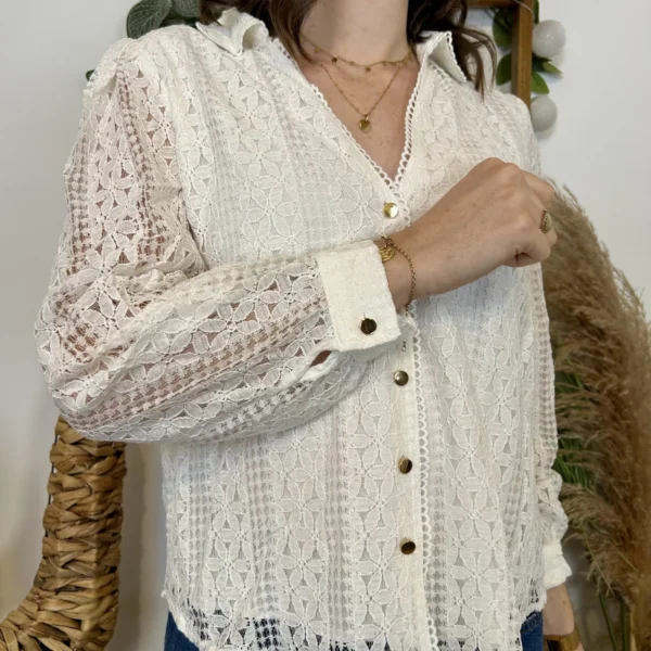 J881 - Blouse brodée (T36-T40) - blanc - 48