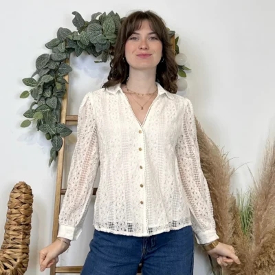 J881 - Blouse brodée (T36-T40) - blanc - 48