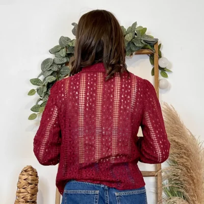 J881 - Blouse brodée (T36-T40) - bordeaux - 48