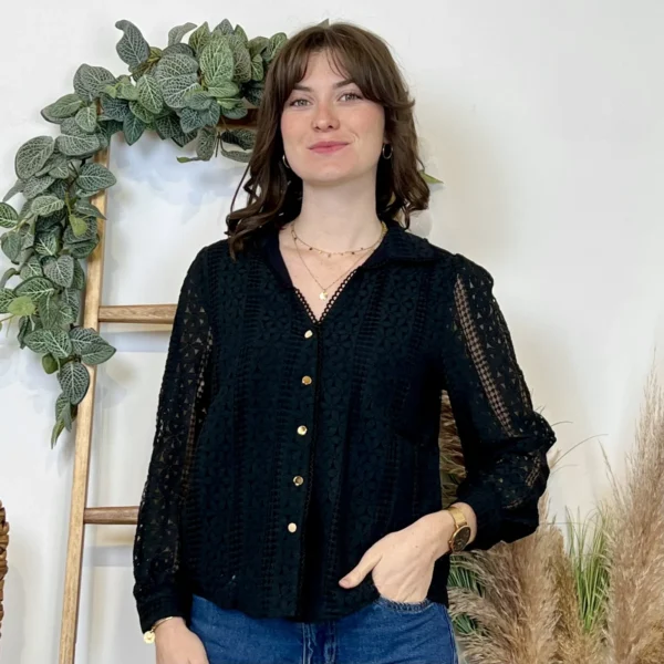 J881 - Blouse brodée (T36-T40) - noir - 48