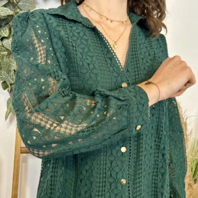 J881 - Blouse brodée (T36-T40) - vert-sapin - 48