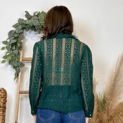 J881 - Blouse brodée (T36-T40) - vert-sapin - 48