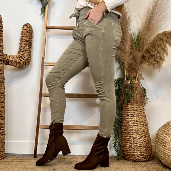 P070- Jean Melly & Co Taille élastiquée (XS-XL) - beige - 42