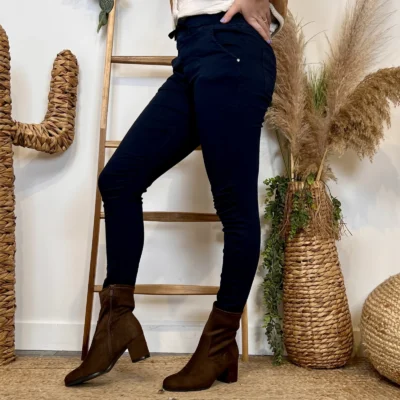 P070- Jean Melly & Co Taille élastiquée (XS-XL) - marine - 42