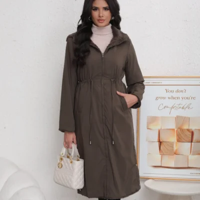 K006- Imper réversible fourré (T36-T44) - kaki - 44