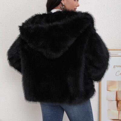 K004- Veste fausse fourrure capuche (T36-T44)