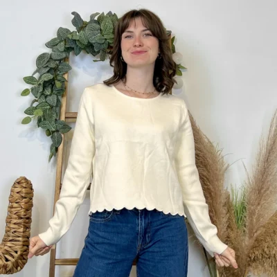 K134- Pull uni dos ouvert (Tu) - ecru - taille-unique