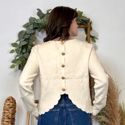 K134- Pull uni dos ouvert (Tu) - ecru - taille-unique