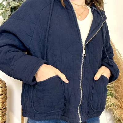 K028- Veste Matelassée Coton (TU) - marine - taille-unique