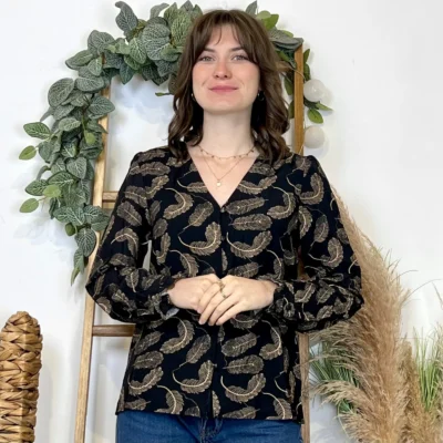 K041- Chemisier By One "Plumes" (T36-T40) - noir - 38