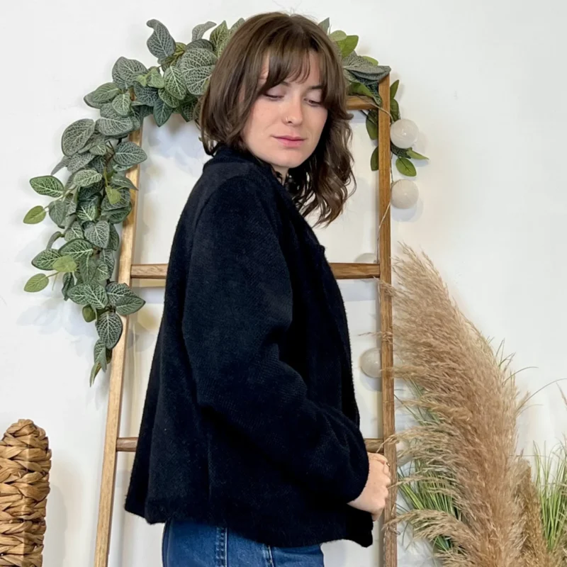 K023 - Veste courte chinée - noir - taille-unique
