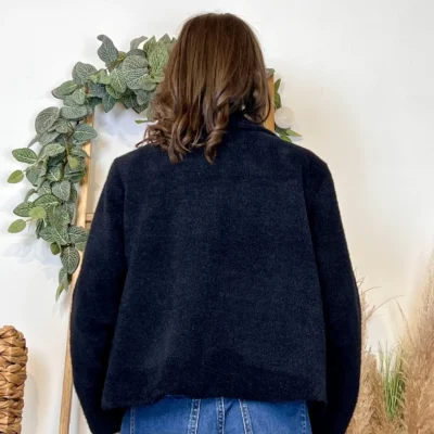 K023- 𧄠Veste courte chinée (Tu) - noir - taille-unique