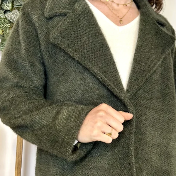 K023- 𧄠Veste courte chinée (Tu) - kaki - taille-unique