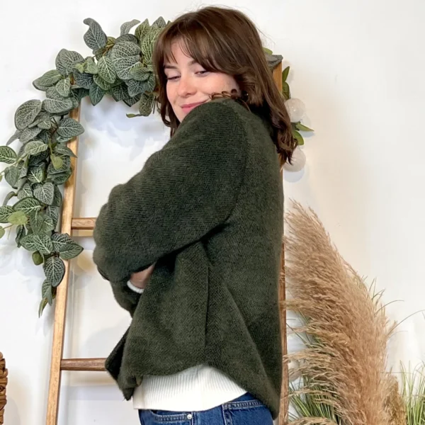 K023- 𧄠Veste courte chinée (Tu) - kaki - taille-unique