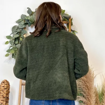 K023- 𧄠Veste courte chinée (Tu) - kaki - taille-unique