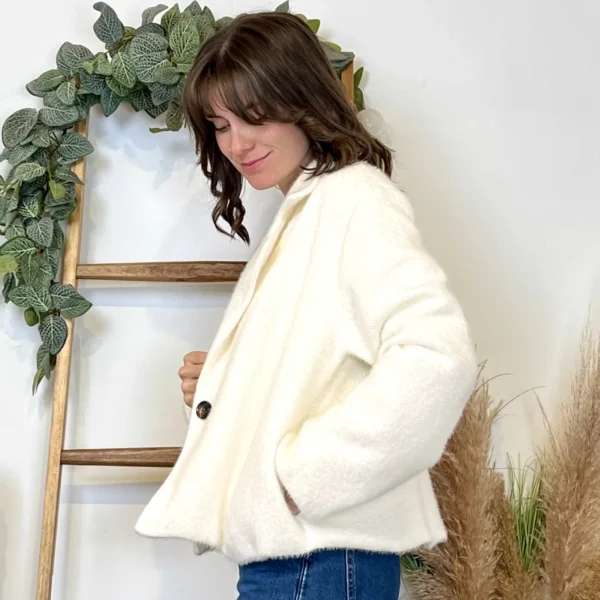 K023- 𧄠Veste courte chinée (Tu) - ecru - taille-unique