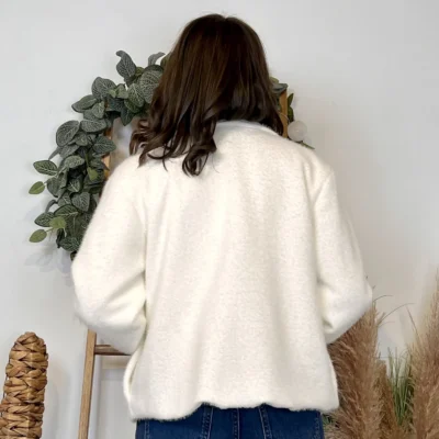 K023- 𧄠Veste courte chinée (Tu) - ecru - taille-unique