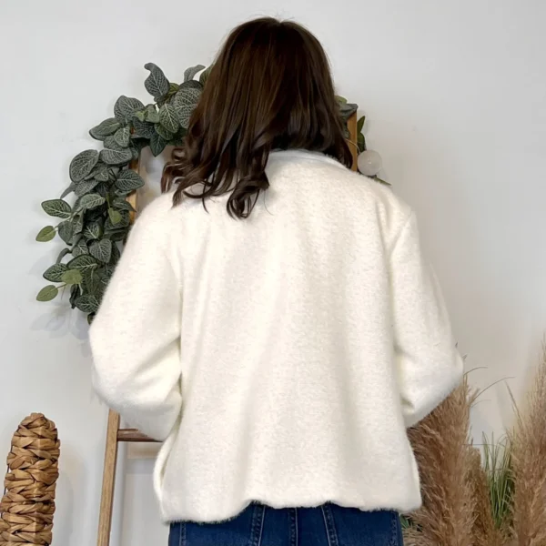 K023- 𧄠Veste courte chinée (Tu) - ecru - taille-unique