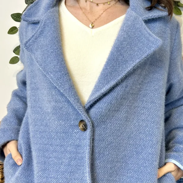 K023- 𧄠Veste courte chinée (Tu) - bleu-jeans - taille-unique