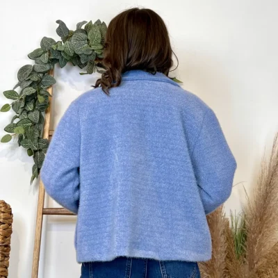 K023- 𧄠Veste courte chinée (Tu) - bleu-jeans - taille-unique