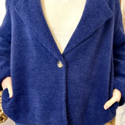 K023- 𧄠Veste courte chinée (Tu) - marine - taille-unique