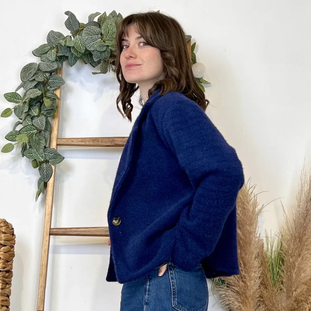 K023- 🧥 Veste courte chinée (Tu) - marine - taille-unique