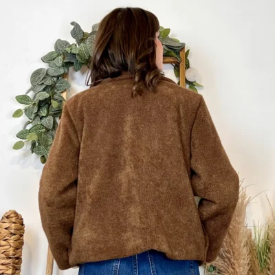 K023- 𧄠Veste courte chinée (Tu) - marron - taille-unique