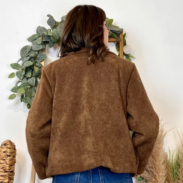 K023- 𧄠Veste courte chinée (Tu) - marron - taille-unique