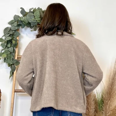 K023- 𧄠Veste courte chinée (Tu) - taupe - taille-unique