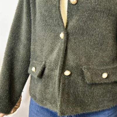 K025- Veste courte chinée - kaki - taille-unique