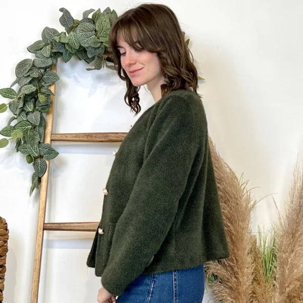 K025- Veste courte chinée - kaki - taille-unique