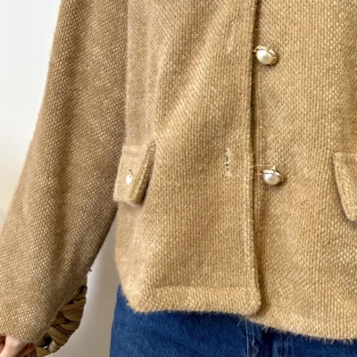 K025- Veste courte chinée - camel - taille-unique