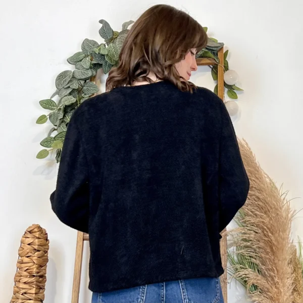 K025- Veste courte chinée - noir - taille-unique