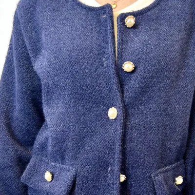 K025- Veste courte chinée - marine - taille-unique