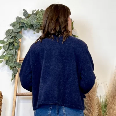 K025- Veste courte chinée - marine - taille-unique