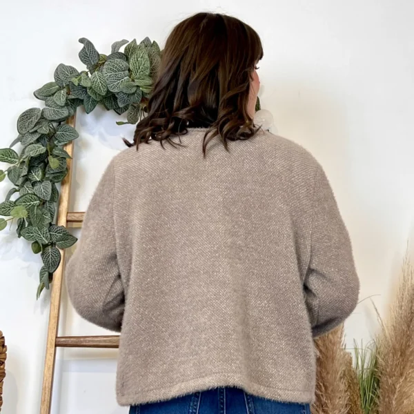 K025- Veste courte chinée - taupe - taille-unique