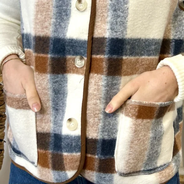 K024 - Gilet sans manches à carreaux - marron - 38