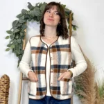 Gilet sans manches à carreaux - marron - 38