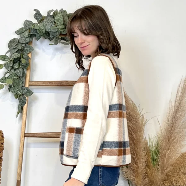 K024 - Gilet sans manches à carreaux - marron - 38