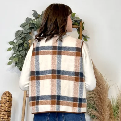 K024 - Gilet sans manches à carreaux - marron - 38